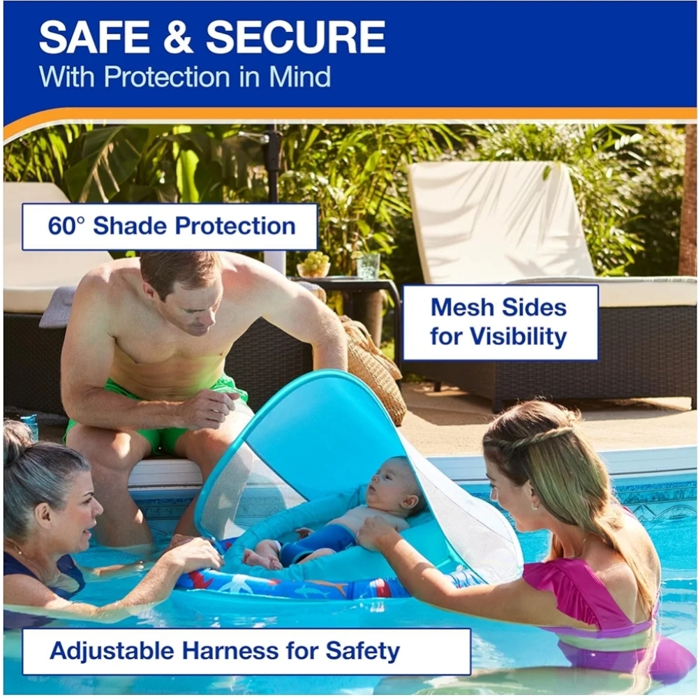NEW Swimways Infant/Baby Spring Pool Float with Canopy & UPF Protection; 3-9 mos - Picture 13 of 17